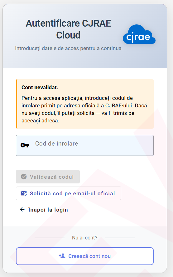 Introducerea codului de înrolare la autentificare