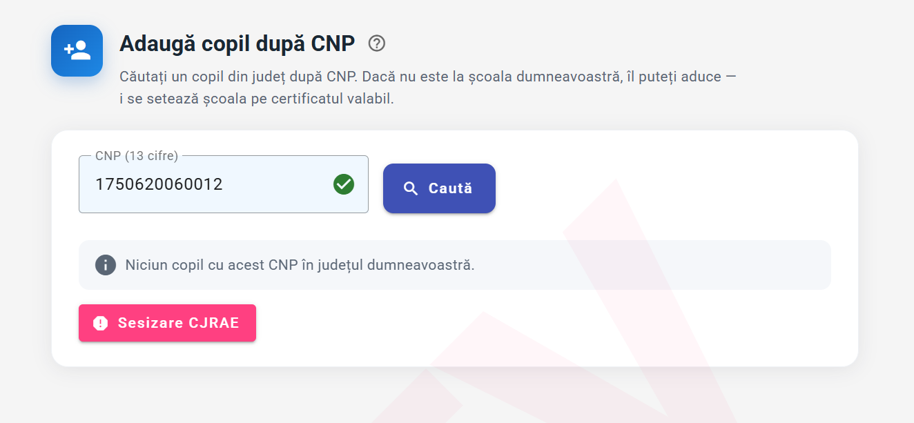 Copil negăsit după CNP