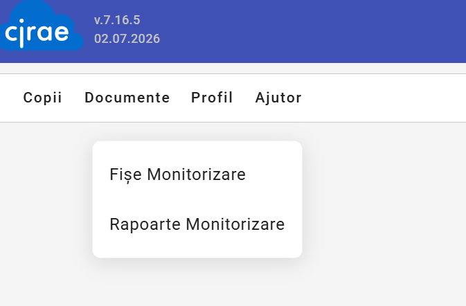 Meniul Documente — monitorizare